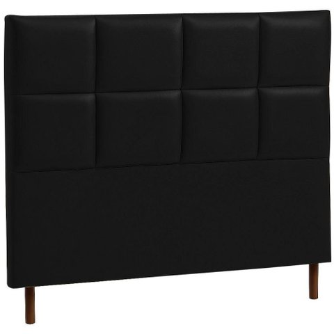 Cabeceira Estofada Casal Espanha Couro Preto 140 Cm