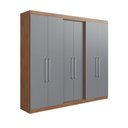 Ver imagem 2 de Guarda-roupa Casal Oxford 6 Portas 2 Gavetas Freijó/cinza - Irm Móveis