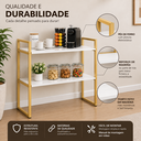 Ver imagem 5 de Aparador Industrial Buffet Mesa Prateleira Cantinho do Cafe 80x90 Luxo Sala Bufet Dourado e Branco