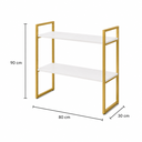 Ver imagem 3 de Aparador Industrial Buffet Mesa Prateleira Cantinho do Cafe 80x90 Luxo Sala Bufet Dourado e Branco
