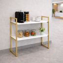 Ver imagem 2 de Aparador Industrial Buffet Mesa Prateleira Cantinho do Cafe 80x90 Luxo Sala Bufet Dourado e Branco