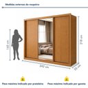 Ver imagem 3 de Guarda Roupa Casal com Espelho 3 Portas de Correr e 6 Gavetas 242cm Premium Jade