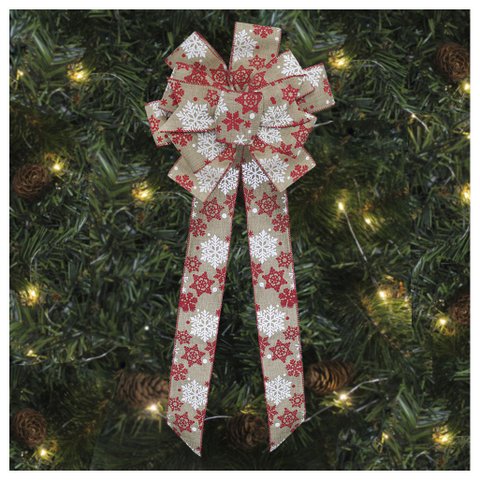Kit 4 Enfeite Árvore Natal Laço Decorado Flocos De Neve 78 Cm