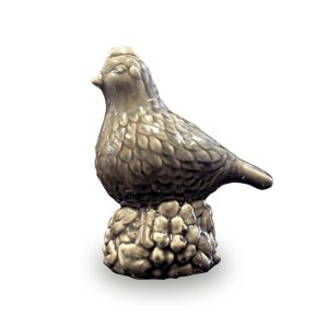 Escultura de Pomba em Cerâmica, na Cor Cinza