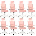 Ver imagem 1 de Kit 8 Cadeiras de Escritório Executiva Viena com Regulagem de Altura - Rosa