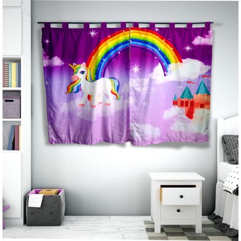 Cortina Quarto de Bebê ou Infantil Unicórnio