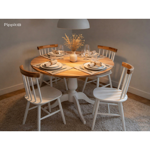 Conjunto de Mesa Redonda com 4 Cadeiras Milena Branco