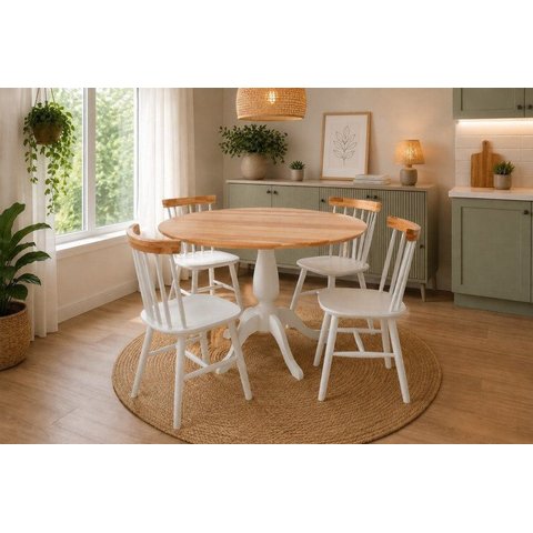 Conjunto de Mesa Redonda com 4 Cadeiras Milena Branco