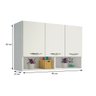 Armário Lavanderia Suspenso Multiuso com 3 Portas Clean Branco ClickForte Armário Aéreo Parede 3 Por - 3