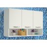 Armário Lavanderia Suspenso Multiuso com 3 Portas Clean Branco ClickForte Armário Aéreo Parede 3 Por - 1