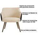 Ver imagem 3 de Poltrona Decorativa Kitana Pés Palito Couro/Linho Preto/Bege - Gran Belo
