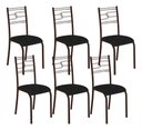 Ver imagem 1 de Kit 6 Cadeiras Paraty Corino Tempest Preto Tubo Marrom Cafe