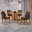 Ver imagem 1 de Mesa de Jantar Olímpia 90cm Mdf Canto Copo e com 4 Cadeiras Melissa