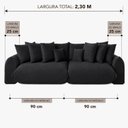 Ver imagem 4 de Sofá Retrátil 3 Lugares Veludo Armani 2,30 Mts Preto
