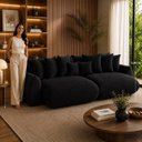 Ver imagem 6 de Sofá Retrátil 3 Lugares Veludo Armani 2,30 Mts Preto