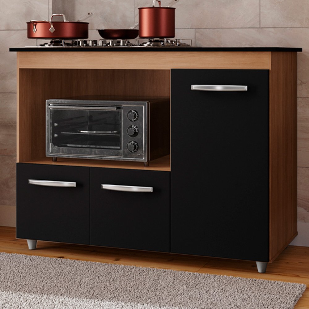 Balcao para Cooktop 4 Bocas Ana Mobbs Cor:savana Preto - 2