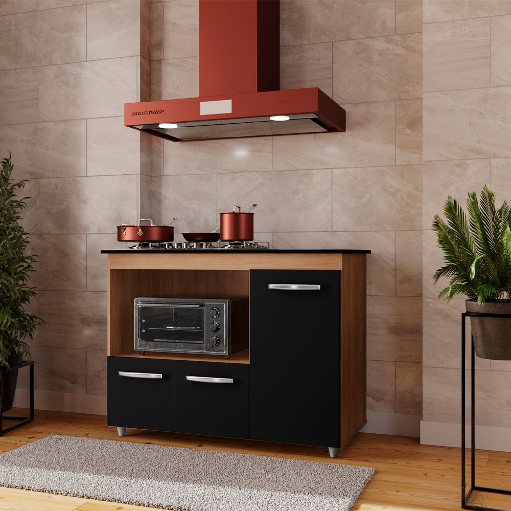 Balcao para Cooktop 4 Bocas Ana Mobbs Cor:savana Preto - 5