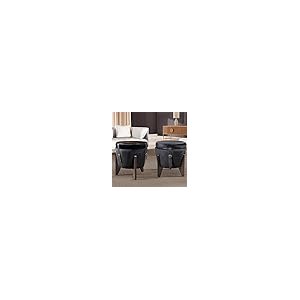 Puff Flex Veludo Preto Baú e Mesa de Centro Black Banco