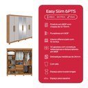 Ver imagem 6 de Guarda Roupa Casal 6 Portas Easy Slim com Espelho e Pés Amendoa/off White