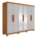 Ver imagem 4 de Guarda Roupa Casal 6 Portas Easy Slim com Espelho e Pés Amendoa/Off White