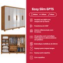 Ver imagem 2 de Guarda Roupa Casal 6 Portas Easy Slim com Espelho e Pés Amendoa/Off White