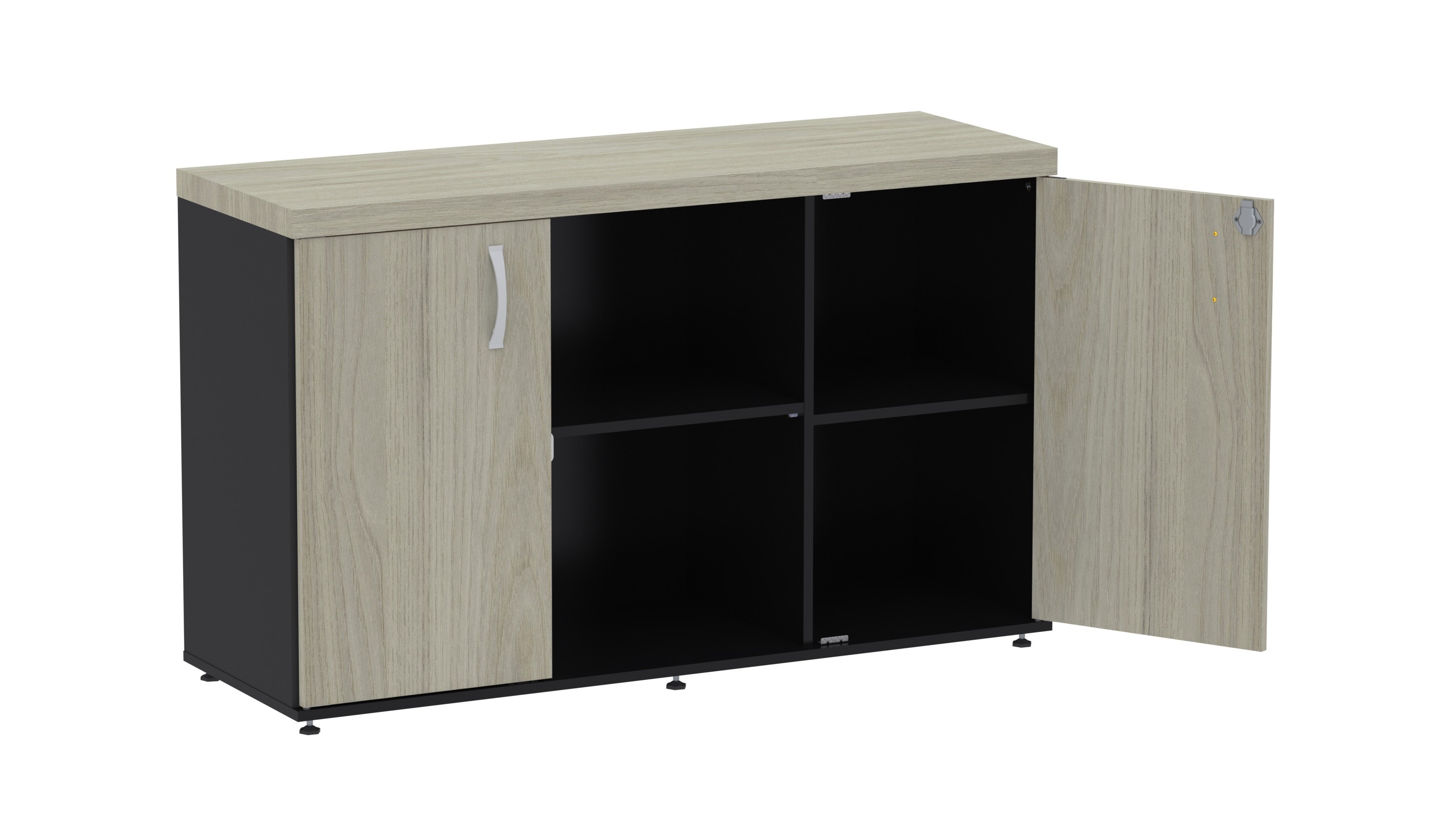 Armario Credenza com 2 Portas Pe 40 Pandin Nogueira Casa Blanca e Preto - 2