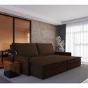 Ver imagem 1 de Sofá-Cama Retrátil Túnisia 4 Lugares e Reclinável 214cm Marrom Suede