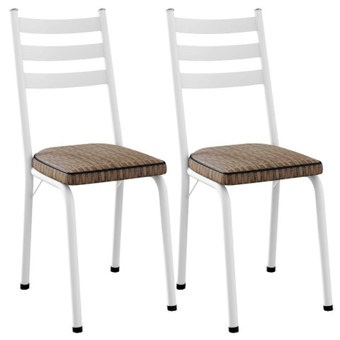 Kit 2 Cadeiras Tubular Europa 118 Branco Assento Rattan Artef
