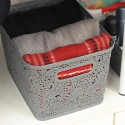 Caixa Organizadora Uninjet Tampa Floral 17l:Cinza - 3