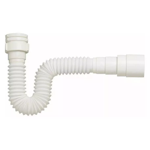 Sifão Extensível Sanfonado Flexível Pvc Branco até 70cm Cozinha Pia Banheiro Tanque Universal