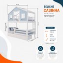 Ver imagem 3 de Beliche Casinha Dos Sonhos com Varanda 02 Gavetas e Grade de Proteção Madeira Maciça Branco/ Azul