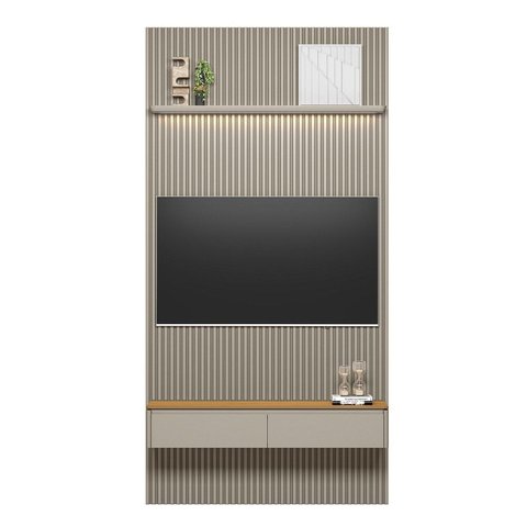 Painel Ripado para TV até 60 Polegadas com LED MDF 141cmx250cm Modular