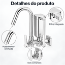Ver imagem 3 de Torneira Cozinha de Filtro Quadrada Bica Móvel ABS Cromado