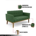 Ver imagem 3 de Poltrona Namoradeira Decorativa Karen Pés Fixo em Madeira Castanho Suede Verde G19 - Gran Belo