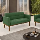 Ver imagem 2 de Poltrona Namoradeira Decorativa Karen Pés Fixo em Madeira Castanho Suede Verde G19 - Gran Belo