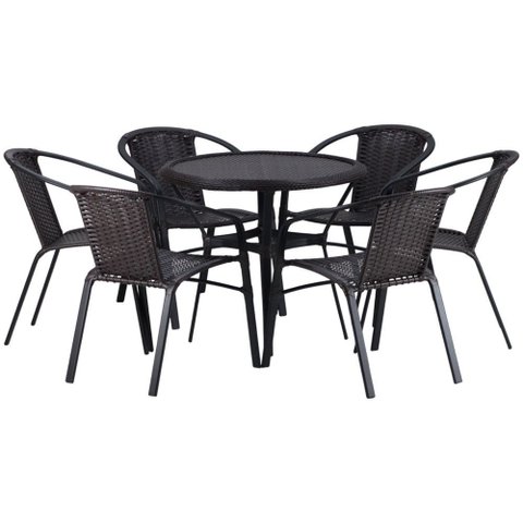 Kit 6 Cadeiras Alumínio e Mesa Tampo Varanda Jardim Piscina Jardim Trama Original
