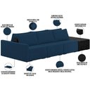 Ver imagem 7 de Sofá Ilha Modular para Sala 312cm com Puff Dublin K01 Veludo Azul Marinho e Sintético Preto - Lyam