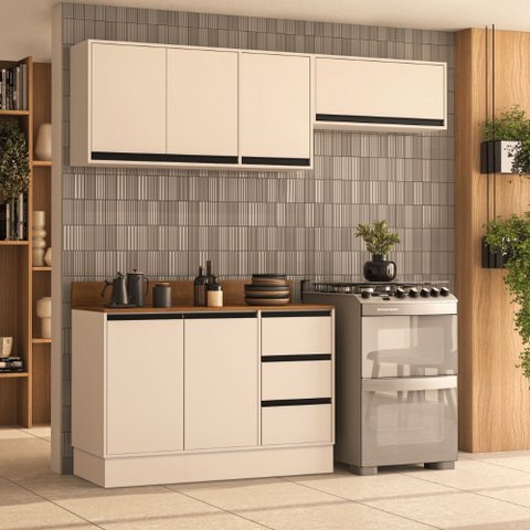 Cozinha Compacta 3 Peças 250045 com Tampo Koya Creme Politorno Móveis