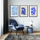 Ver imagem 2 de Kit 3 Quadros Modernos Matisse - Azul 45x34cm:madeira Preta