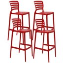 Ver imagem 1 de Kit 4 Banquetas Cadeiras Altas Tramontina Plástico Resistente até 182kg Sofia Summa Vermelho