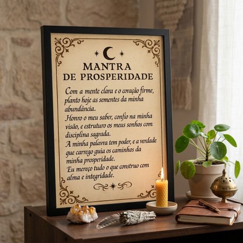 Quadro Decor Mantra Prosperidade 45x34cm Mold Branca Vidro