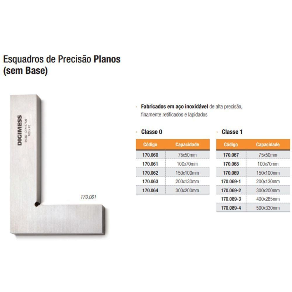 Esquadro de Precisão Plano sem Base - Classe 1 - Cap. 150 X 100 Mm - Din 875 - Ref. 170.069 - 5