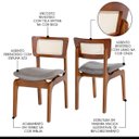 Ver imagem 3 de Kit 2 Cadeiras de Jantar Portugal em Madeira Imbuia Tela Rattan Linho Cinza L55