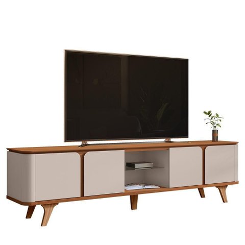 Rack Bancada Roma 217cm Cedro/Off White para TV até 60” - Casa D Cedro/Off White