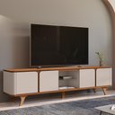Ver imagem 2 de Rack Bancada Roma 217cm Cedro/Off White para TV até 60” - Casa D Cedro/Off White