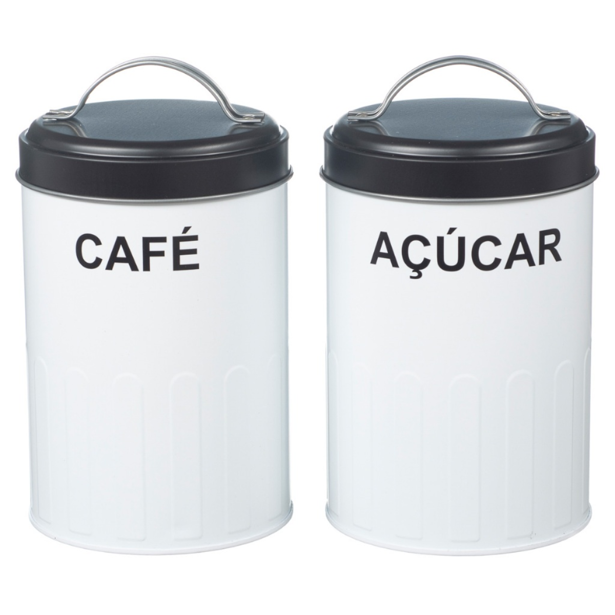 Kit 2 Potes Porta Mantimento Espaço Café e Açúcar Decoração:branco