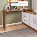 Ver mais imagens de Mesa Escrivaninha com Cômoda com 3 Gavetas e 2 Portas American Marrom/Freijó com Branco