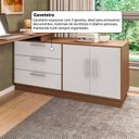 Ver imagem 6 de Mesa Escrivaninha com Cômoda com 3 Gavetas e 2 Portas American Marrom/Freijó com Branco