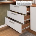 Ver imagem 7 de Mesa Escrivaninha com Cômoda com 3 Gavetas e 2 Portas American Marrom/Freijó com Branco
