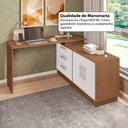 Ver imagem 4 de Mesa Escrivaninha com Cômoda com 3 Gavetas e 2 Portas American Marrom/Freijó com Branco